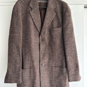 vintage 3 button blazer sport coat brown multi colored tweed
